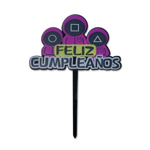 Topper para Torta Feliz Cumpleaños - Juego del Calamar