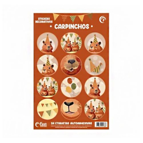 Stickers Autoadhesivos Capibara x24 Unidades