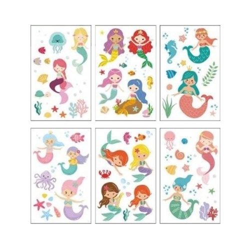 Tatuajes Temporal Infantiles Sirenita x10 Planchas