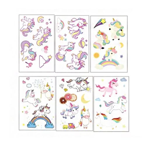 Tatuajes Temporal Infantiles Unicornio x10 Planchas