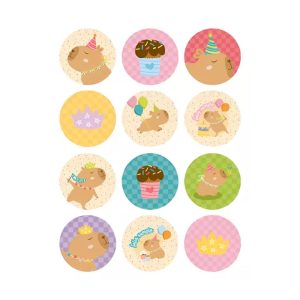 Stickers Autoadhesivos Capibara x12 Unidades