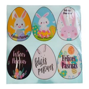 Stickers Transparentes Felices Pascuas Grandes x6u
