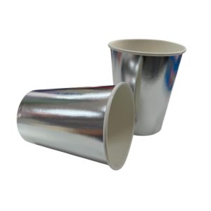 Vaso Polipapel Metalizado Plateado X6 Unidades