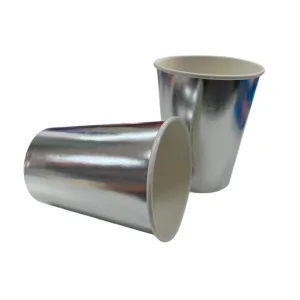 Vaso Polipapel Metalizado Plateado X6 Unidades