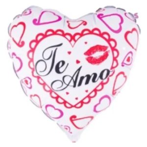 Globo Corazón Inflable Metalizado Te Amo 49cm
