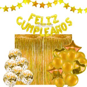 Combo Decorativo Para Cumpleaños - Color DORADO