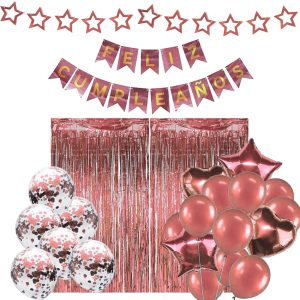 Combo Decorativo Para Cumpleaños - Color ROSA GOLD