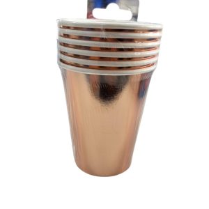 Vaso Polipapel Metalizado Rosa Gold X6 Unidades