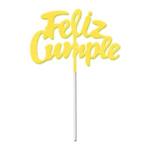 Pinche Feliz Cumple Amarillo Gibreado Plástico 22cm