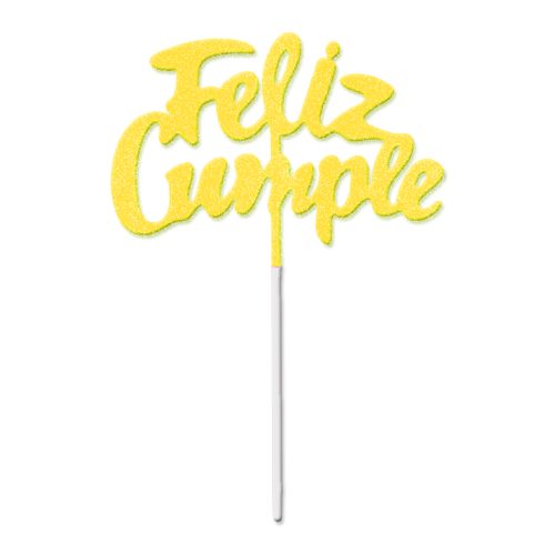 Pinche Feliz Cumple Amarillo Gibreado Plástico 22cm