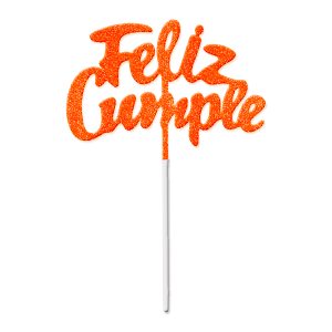 Pinche Feliz Cumple Naranja Gibreado Plástico 22cm