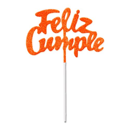 Pinche Feliz Cumple Naranja Gibreado Plástico 22cm