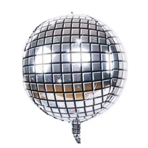Globo Metalizado Forma de Bola Disco Plata 56cm
