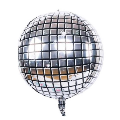 Globo Metalizado Forma de Bola Disco Plata 56cm