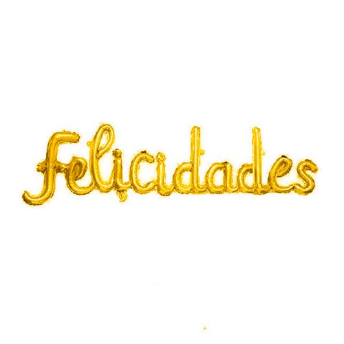 Globo Inflable FELICIDADES CURSIVA Color Dorado Para Aire