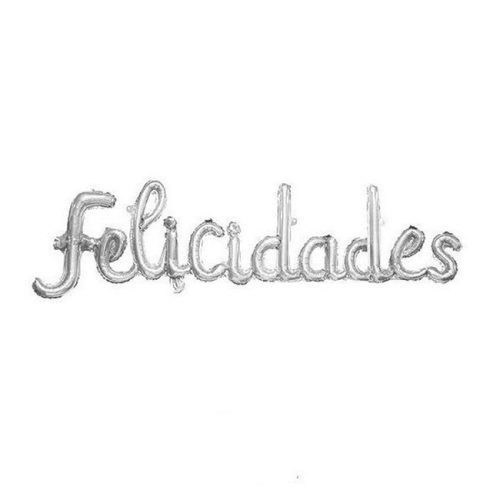 Globo Inflable FELICIDADES CURSIVA Color Plateado Para Aire