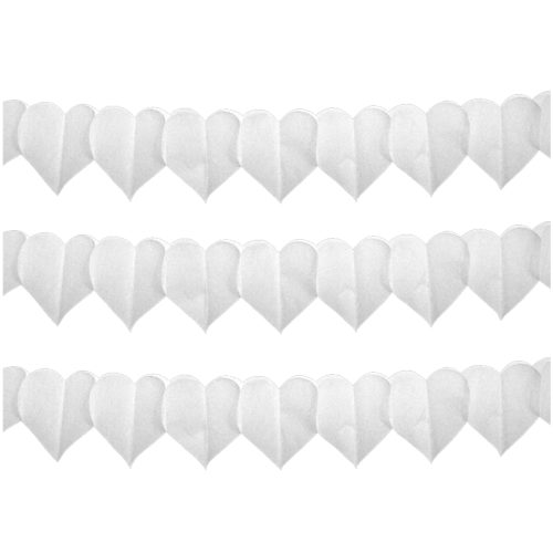 Guirnalda Acordeon Corazoncitos de Papel Blanco