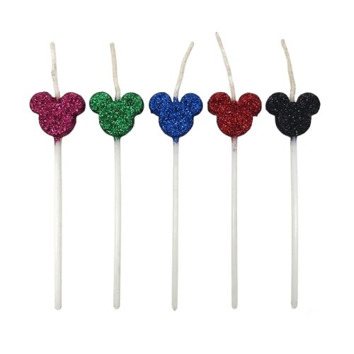 Vela Pinche Mickey Mouse Gibreada Colores Surtidos x5 Unidades