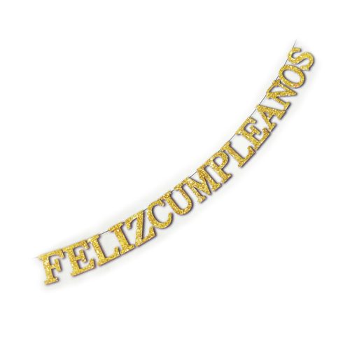Banderin Palabra Feliz Cumpleaños Dorado Glitter