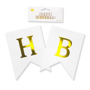 Banderin Happy Birthday Blanco