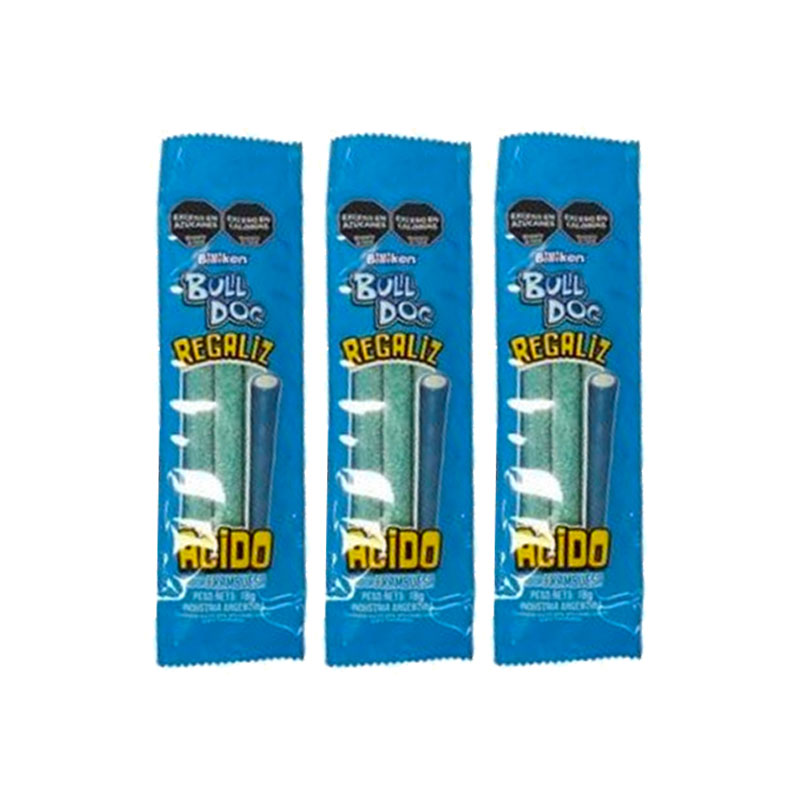 Barra de Caramelo Regaliz Frambuesa Acida BullDog x1u 18gr