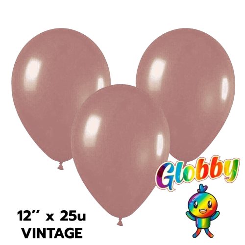 Globo Globby Liso Vintage 12 Pulgadas Rosa Oxido x25u