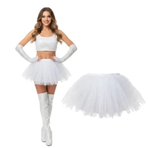 Pollera Tutú con Tul Color BLANCO ADULTOS