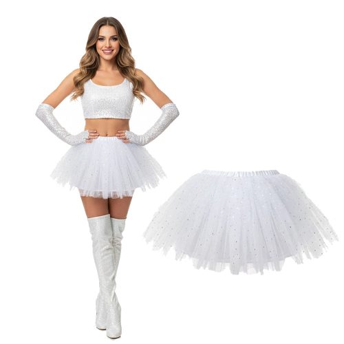 Pollera Tutú con Tul Color BLANCO ADULTOS