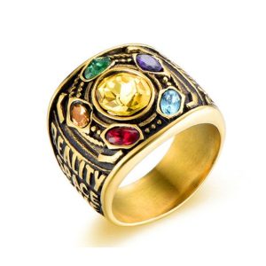 Anillo Metal Dorado Thanos Gemas del Infinito