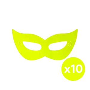 Antifaz Carton Neon Fluo Amarillo x10 Unidades