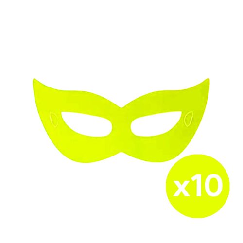 Antifaz Carton Neon Fluo Amarillo x10 Unidades
