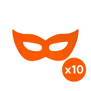 Antifaz Carton Neon Fluo Naranja x10 Unidades