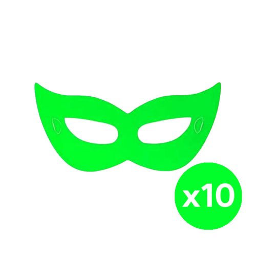 Antifaz Carton Neon Fluo Verde x10 Unidades