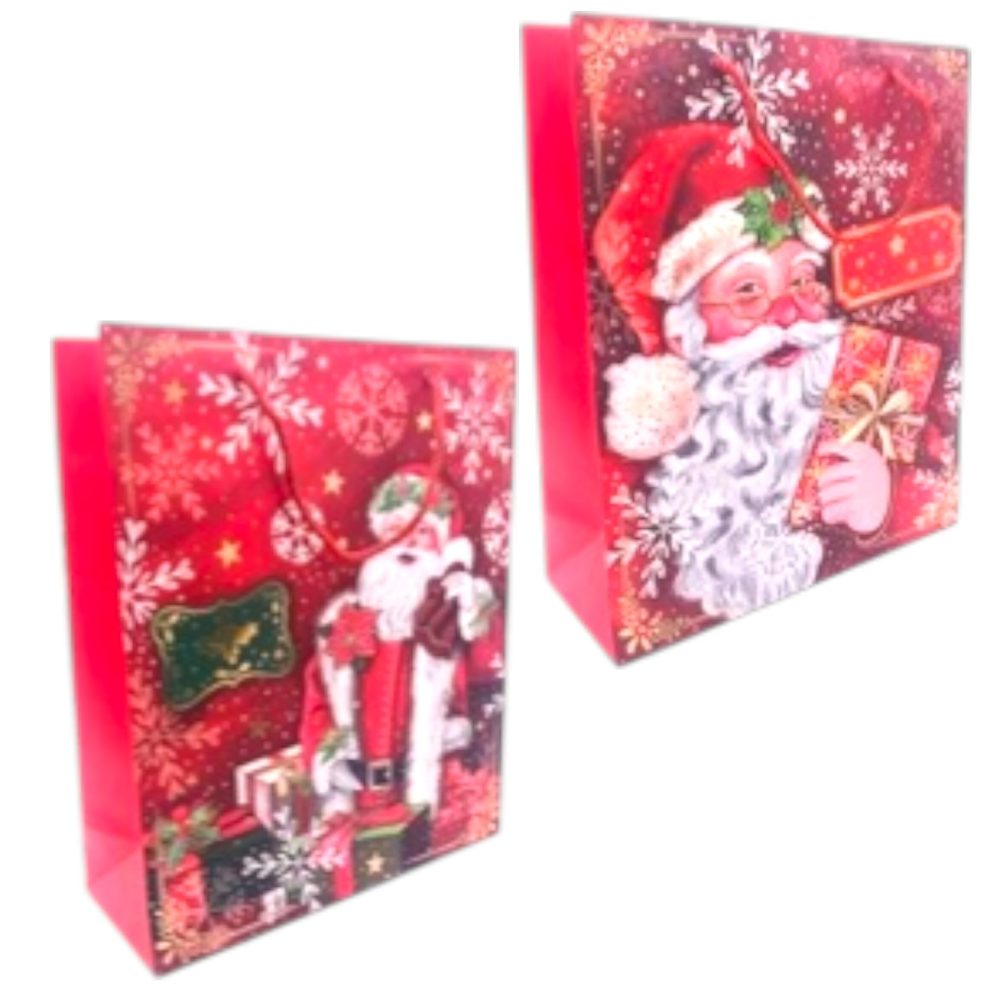 Bolsa de Regalo Navideña Con Papa Noel x1 Unidad