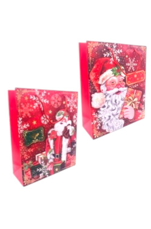 Bolsa de Regalo Navideña Con Papa Noel x1 Unidad