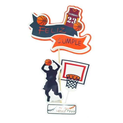 Adorno Set Feliz Cumple 3D Basquet x3