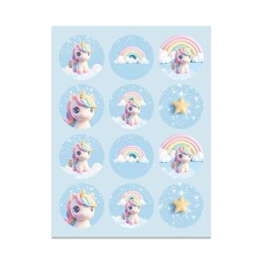 Stickers Autoadhesivos Unicornio Pastel x12 Unidades