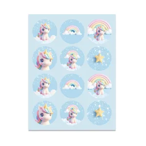 Stickers Autoadhesivos Unicornio Pastel x12 Unidades