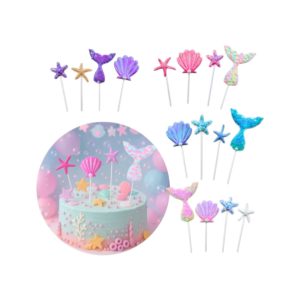 Set Topper para Torta Cola Sirena Ostra y Estrella