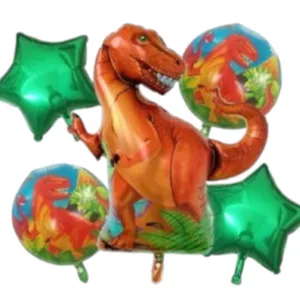 Set de Globos Metalizados Dinosaurios 5 Piezas
