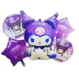 Set de Globos Metalizados Kuromi 5 Piezas