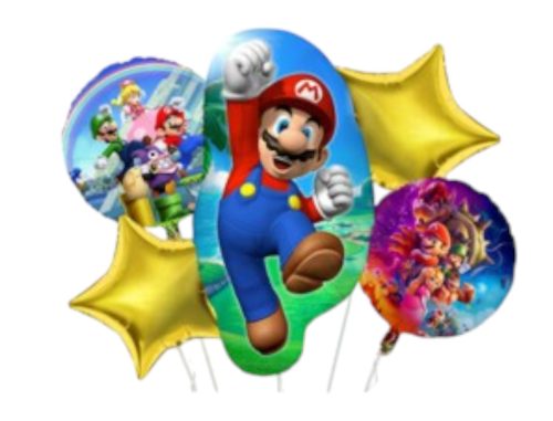 Set de Globos Metalizados Mario Bros 5 Piezas