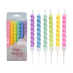 Vela Tirabuzon Multicolor Pastel con Porta Vela x6u