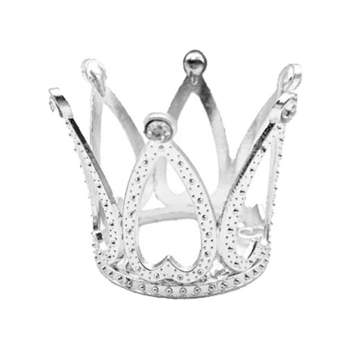 Adorno Mini Corona con Stras Plateado 3 cm x 3 cm x1 Unidad