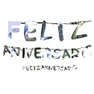 Banderin FELIZ ANIVERSARIO Letras Plateadas
