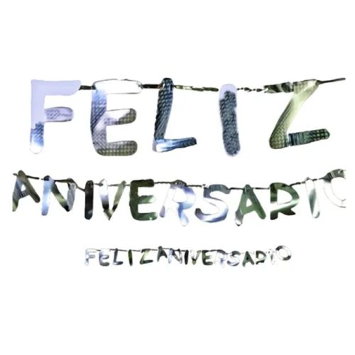 Banderin FELIZ ANIVERSARIO Letras Plateadas