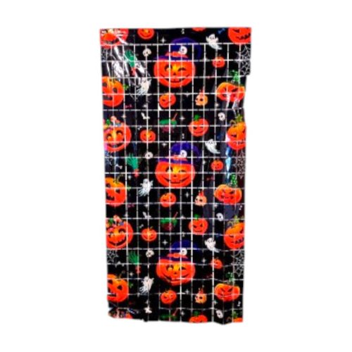 Cortina Lluvia Shimmer Calabaza con Fantasma Halloween 2 X 1 Mts