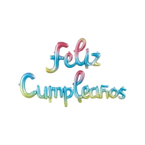 Globo Inflable FELIZ CUMPLEAÑOS CURSIVA Color Multicolor Para Aire