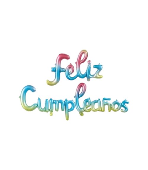 Globo Inflable FELIZ CUMPLEAÑOS CURSIVA Color Multicolor Para Aire