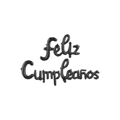 Globo Inflable FELIZ CUMPLEAÑOS CURSIVA Color Negro Para Aire